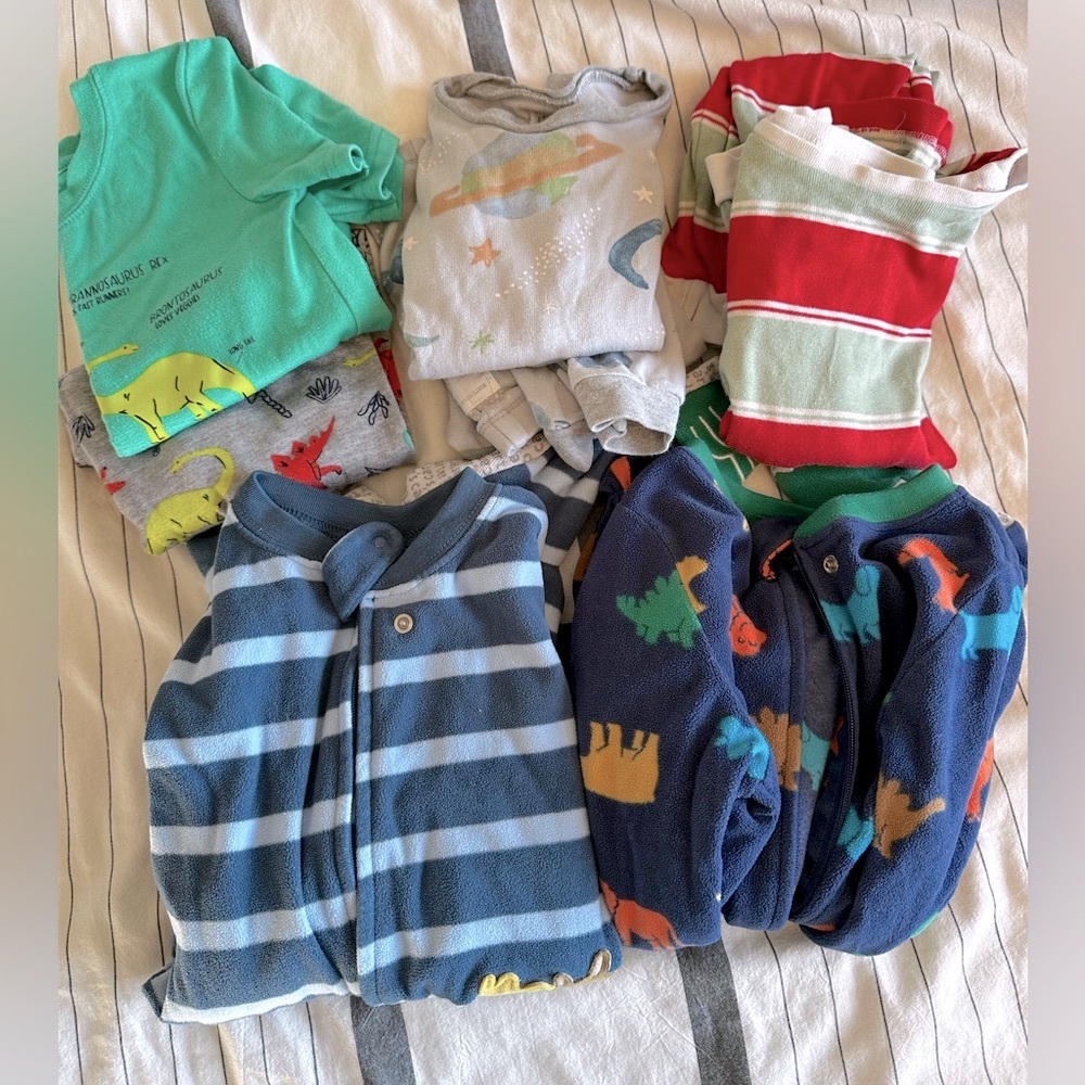 Colorful Dinosaur and Striped Kids Pajamas